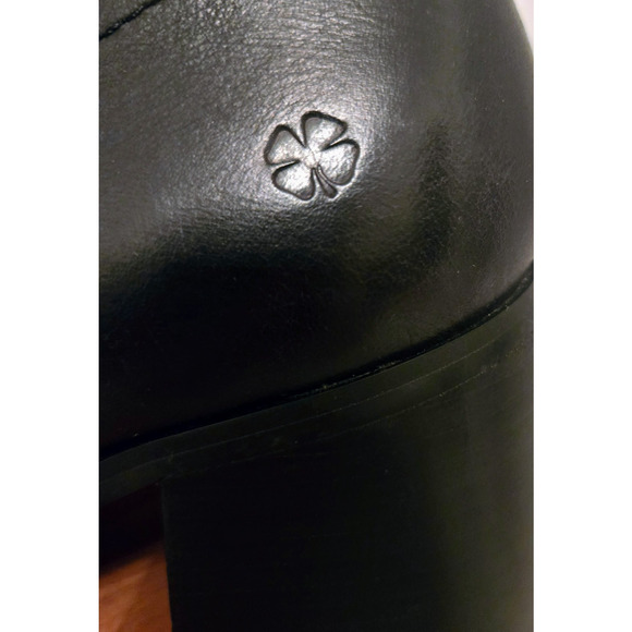 Lucky Brand Boots Womens 9 M Quiniya Ankle Booties Black Leather Zip Block Heels - Picture 4 of 9